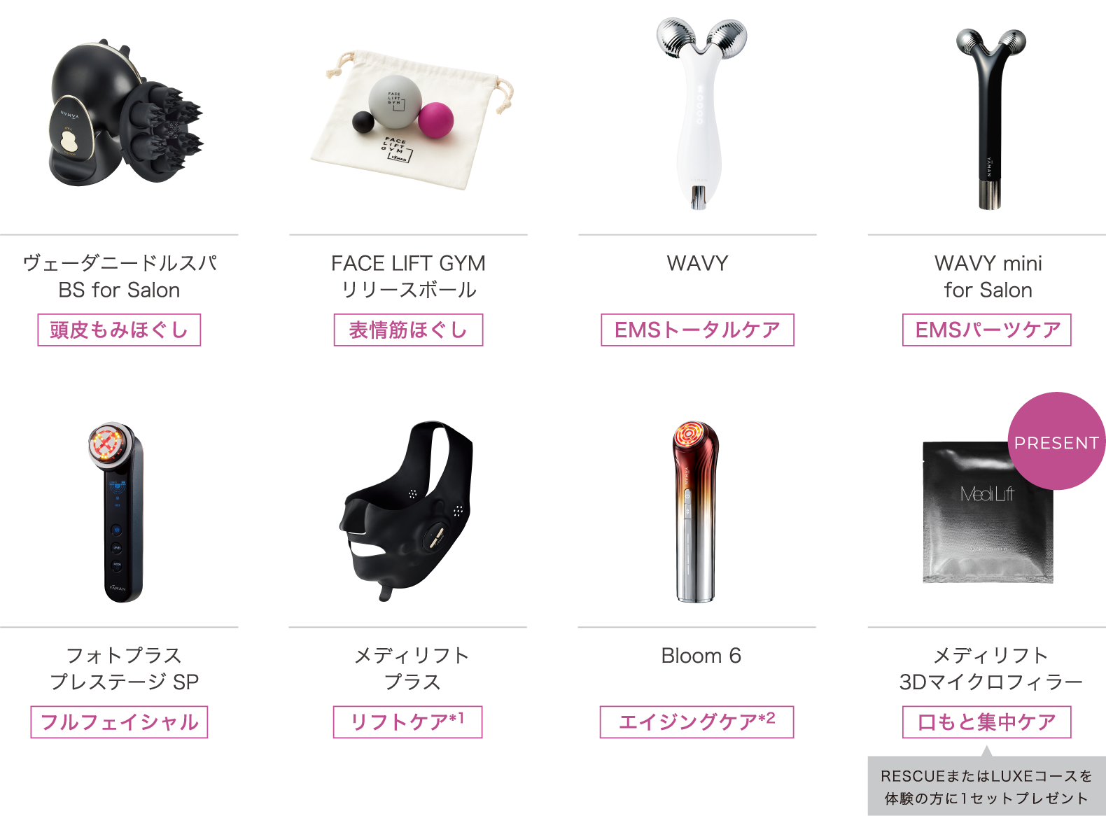 ヴェーダリフトBS for Salon 頭皮もみほぐし FACE LIFT GYMリリースボール 表情筋ほぐし WAVY EMSトータルケア WAVY minifor Salon EMSパーツケア フォトプラスプレステージ S フルフェイシャル メディリフトプラス リフトケア*1 Bloom WRSTAR エイジングケア*2 メディリフトスキンタイトニングマスク ハリ・弾力・保湿